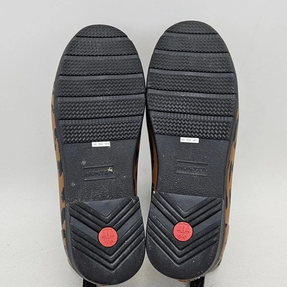 Hunter Original Refined Chelsea Leopard Print Rain Boots Tan Black US 10 UK 8 - Picture 4 of 11